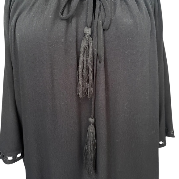 4Sienna Black Eyelet Cold Shoulder Drawstring Neck Dress SZ S - Picture 5 of 12